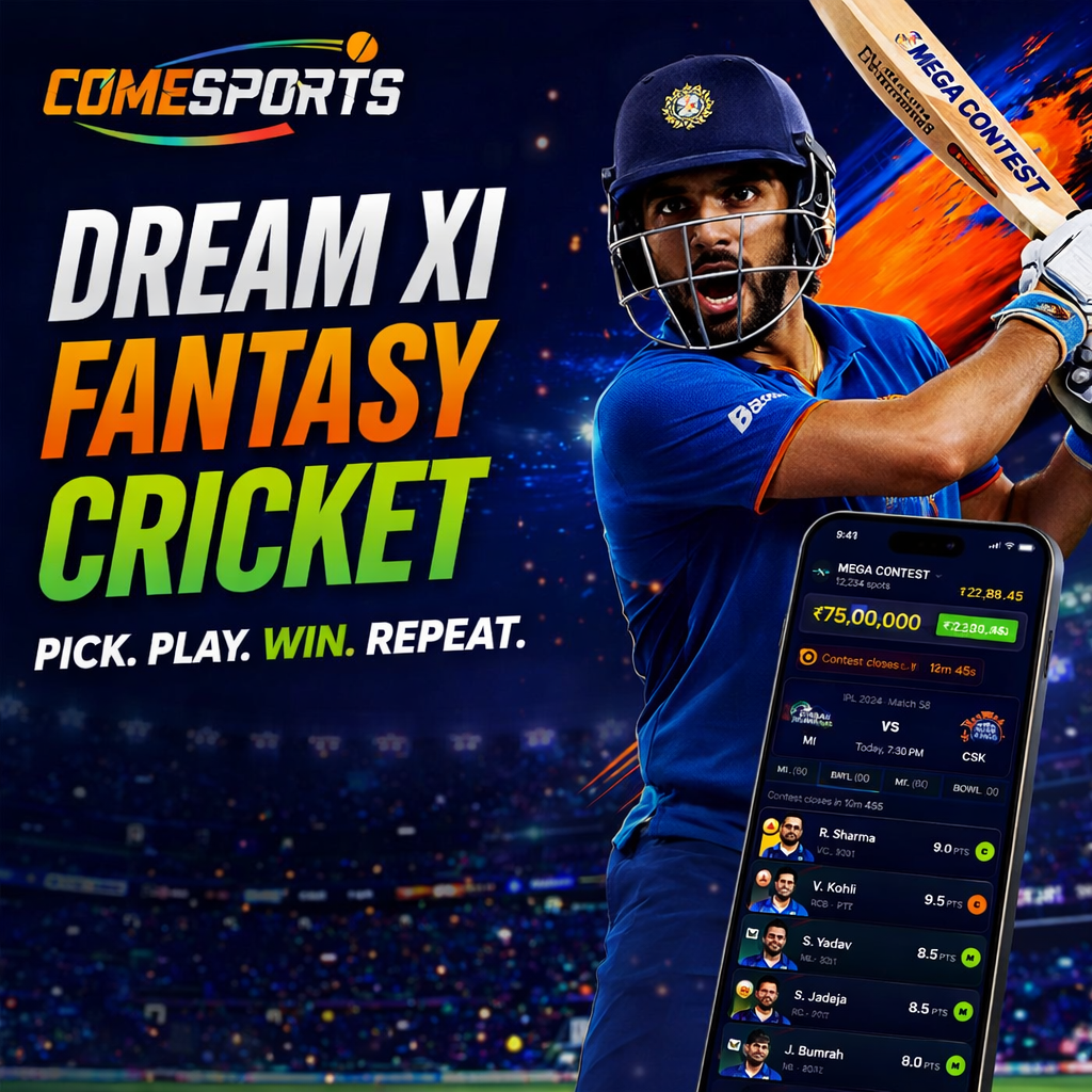 Real Money Fantasy Dream XI fantasy cricket ad visual